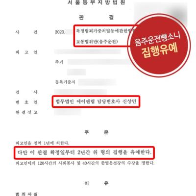 음주운전뺑소니 혐의 집행유예 받아내